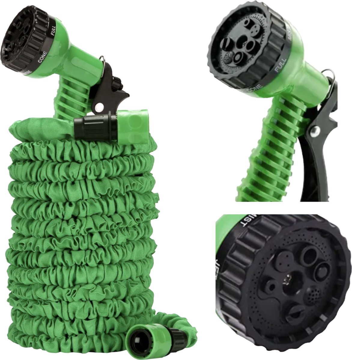 PD® - 15M - XXL - Flexibele Tuinslang set - Met Sproeikop / Spuitpistool - Tuinslang flexibel - 7 Sproei standen - Uitrekbaar van 5M naar 15M - 0-5 Bar