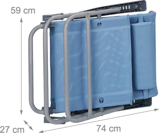 Lounger Pen - Ligstoel - Zonnebank - 198x60x27 cm - Crème en Grijs - Staal, Polyrotan