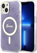 Guess 4G Back Case (MagSafe Compatible) - Geschikt voor Apple iPhone 14 (6.1") - Paars