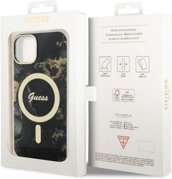 Coque Arrière Guess Golden Marble MagSafe Compatible - Apple iPhone 14 Plus (6.7") - Zwart