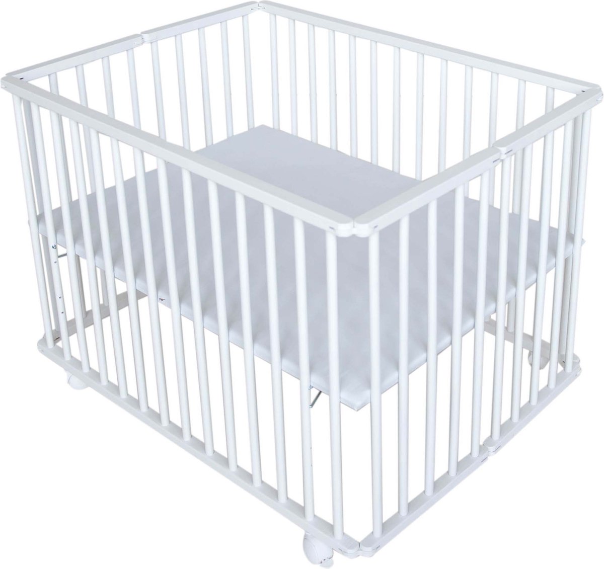 Prénatal Inklapbox Edin – In 3 Hoogtes Verstelbare Baby Box – Kinderbox op Wieltjes – 100 x 75 cm - Wit – foto 8