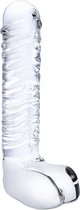 Glas - Realistic Ribbed Glass G-Spot Dildo with Balls