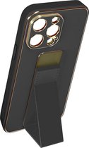 Siliconen Hoes Geschikt voor Apple iPhone 14 Pro Max Opvouwbare standaard Magnetisch Zwart