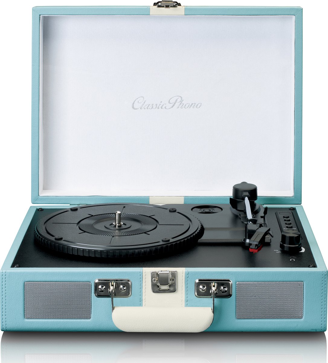 Classic Phono TT-110 - Platenspeler met bluethooth en Speakers - blauw
