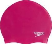 Speedo Plain Moulded Silicone Cap Badmuts Dames en Heren - Voorgevormde Zwemmuts met Ergonomisch 3D Design - Beschermt het Haar tegen Chloor - Minder Weerstand in het Water - Roze - One size