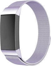 Bandje Voor Fitbit Charge 3 & 4 Milanese Band - Lavendel (Paars) - Maat: ML - Horlogebandje, Armband