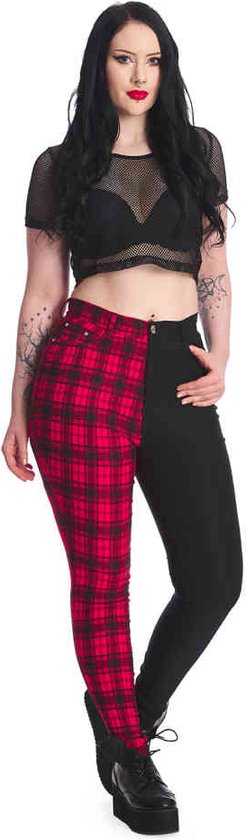 Banned - Kaori Skinny fit broek - XL - Rood/Zwart