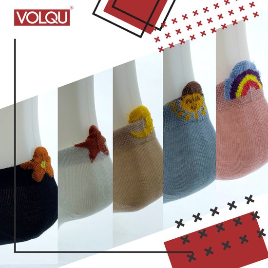 VOLQU® - PAT - 5 Paar - Premium Katoen Sokken - Sneakersokken Dames - Maat 35-38 - Mix Clour