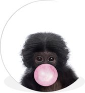 Décoration murale - Cercle mural - Singe - Chimpanzé - Bubble Animaux - Animaux - Rose - Filles - Garçons - Décoration chambre d'enfant - 60x60 cm - Plastique