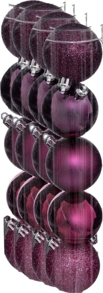 Atmosphera kerstballen - 20x stuks - framboos roze - kunststof - 5 cm