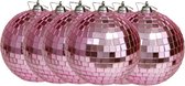 Othmar Decorations discobal kerstballen - 6x - roze -10 cm -kunststof