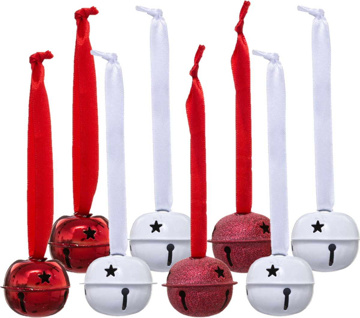 Feeric lights & Christmas Feeric lights and christmas kerstbelletjes hangers - 8x - metaal- D4 cm Rood