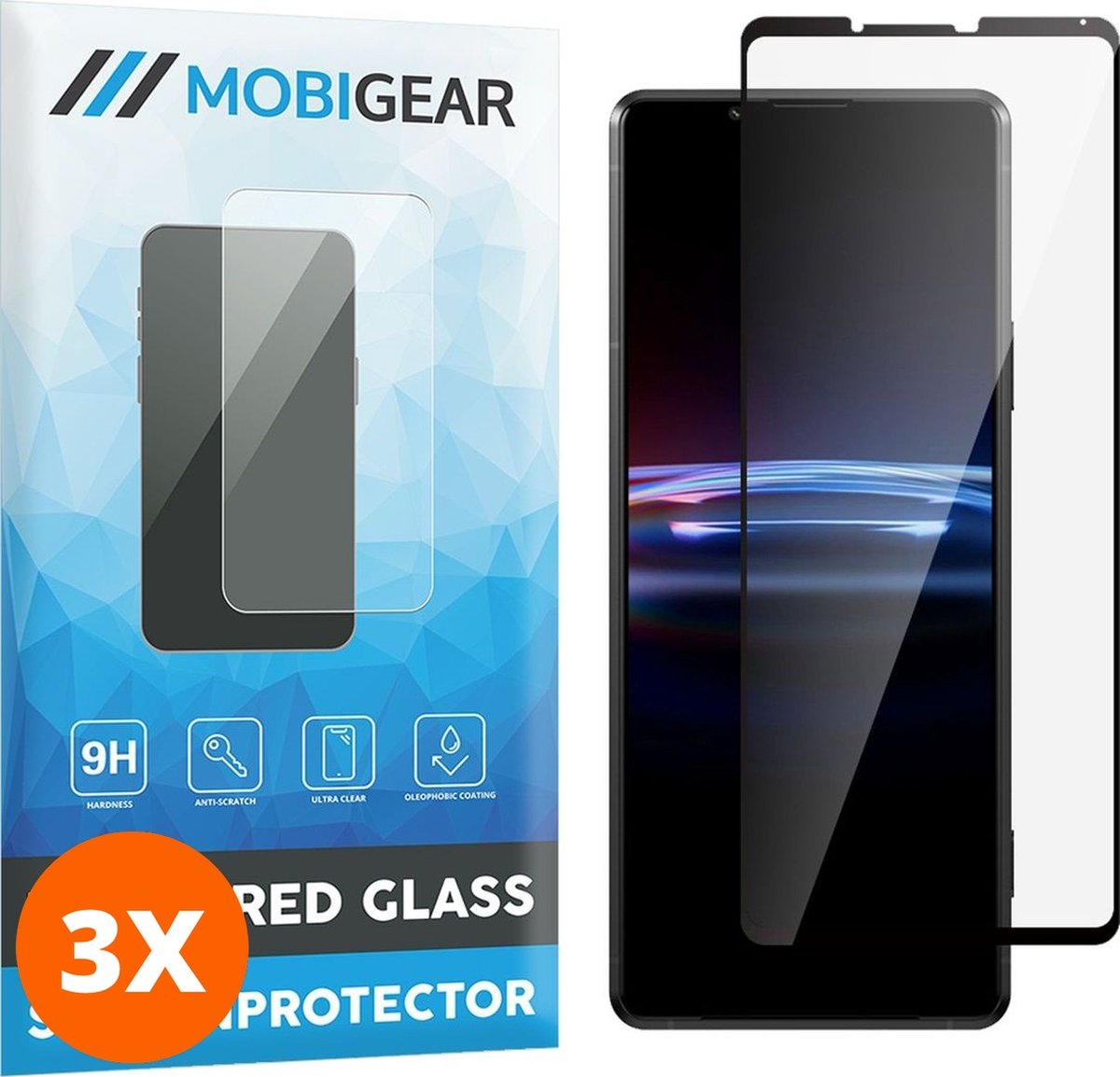 Mobigear Screenprotector geschikt voor Sony Xperia Pro-I Glazen | Mobigear Premium Screenprotector - Case Friendly - Zwart (3-Pack)