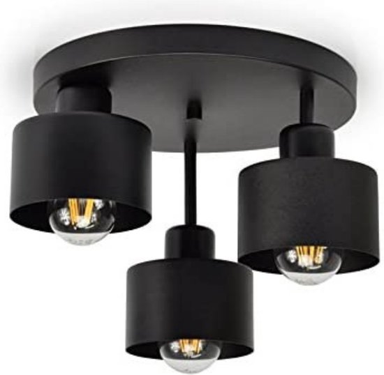 SensaHome MX76309-3S Plafondlamp Zwart - Industrieel Plafonnière van Metaal - Woonkamer/Kinderkamer/Slaapkamer/Hal - Design - 30x20cm - 3x E27 40W - Exclusief Lichtbron