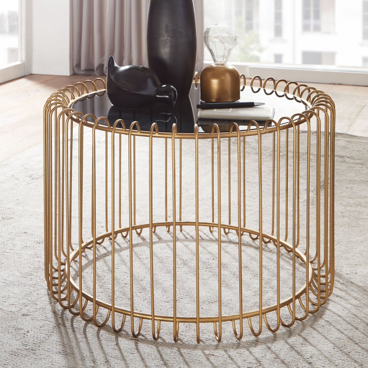Rootz salontafel glas metaal 60x60x40 cm salontafel goud - Design ...