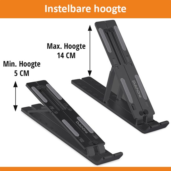DutchOne Laptop Standaard Verstelbaar Universeel Zwart - Laptop houder - Laptopsteun - Laptophouder - Ergonomisch - Aluminium - t/m 17 inch