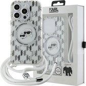 Karl - Lagerfeld - Étui MagSafe IML à bandoulière Monogram Karl & Choupette Head pour iPhone - 15 - Pro - Transparent