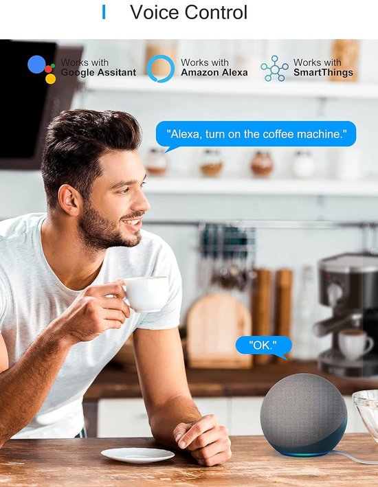Prise Connectée WiFi EIGHTREE 16A 3680W - Compatible Alexa/Google Home - Pack De 2