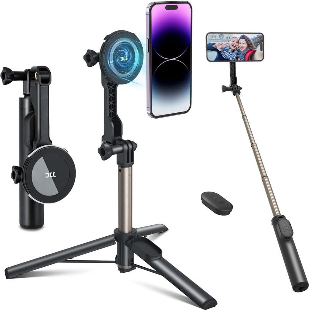 Selfie Stick Telefoon Statief met Draadloze Afstandsbediening - Magnetisch - iPhone Samsung HUAWEI - Compact Camera