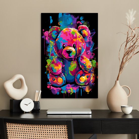 Poster 40x60 cm - Ours - Peinture - Coloré - Peluche - Posters - Décoration murale chambre ado - Décoration chambre ados - Accessoires chambre ados