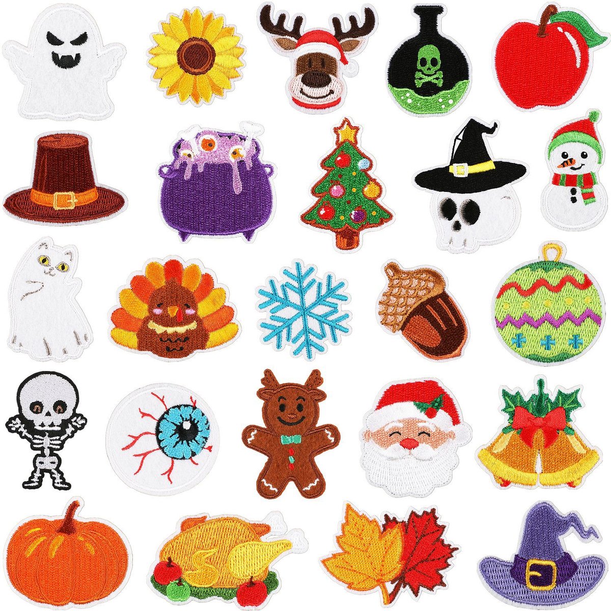 Kerstmis en Thanksgiving Series - 24 delige set -stof & strijk applicatie