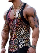 Erotische luipaard hemd heren - Kleurrijk - Diepe ronde hals - Sexy mannen top - Tank top - Mouwloos