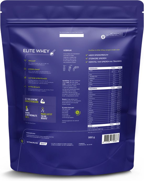 Vitakruid - Elite Whey Hydrolysate Isolate - 990gr — afbeelding 2