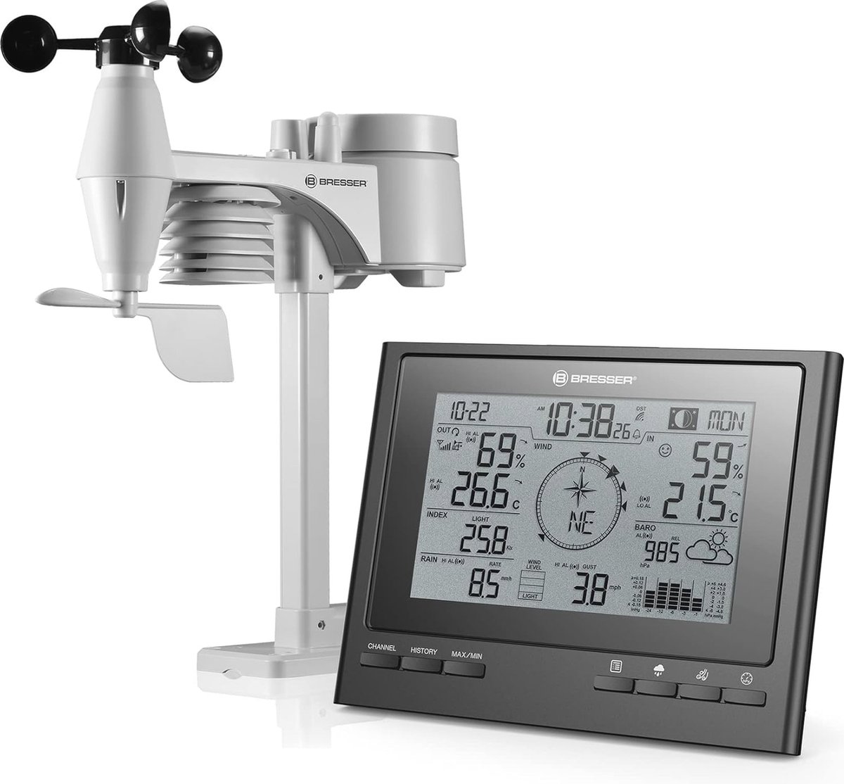 Draadloos 7-in-1 Weerstation met Buitensensor - Professionele Weersmetingen