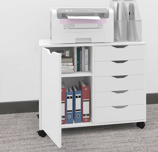 Vinsetto Rolcontainer, Archiefkast Met Scheidingswand, Afsluitbaar, 5 Wielen, Afmetingen 39 X 48 X 67 Cm~1io88qol0lo00