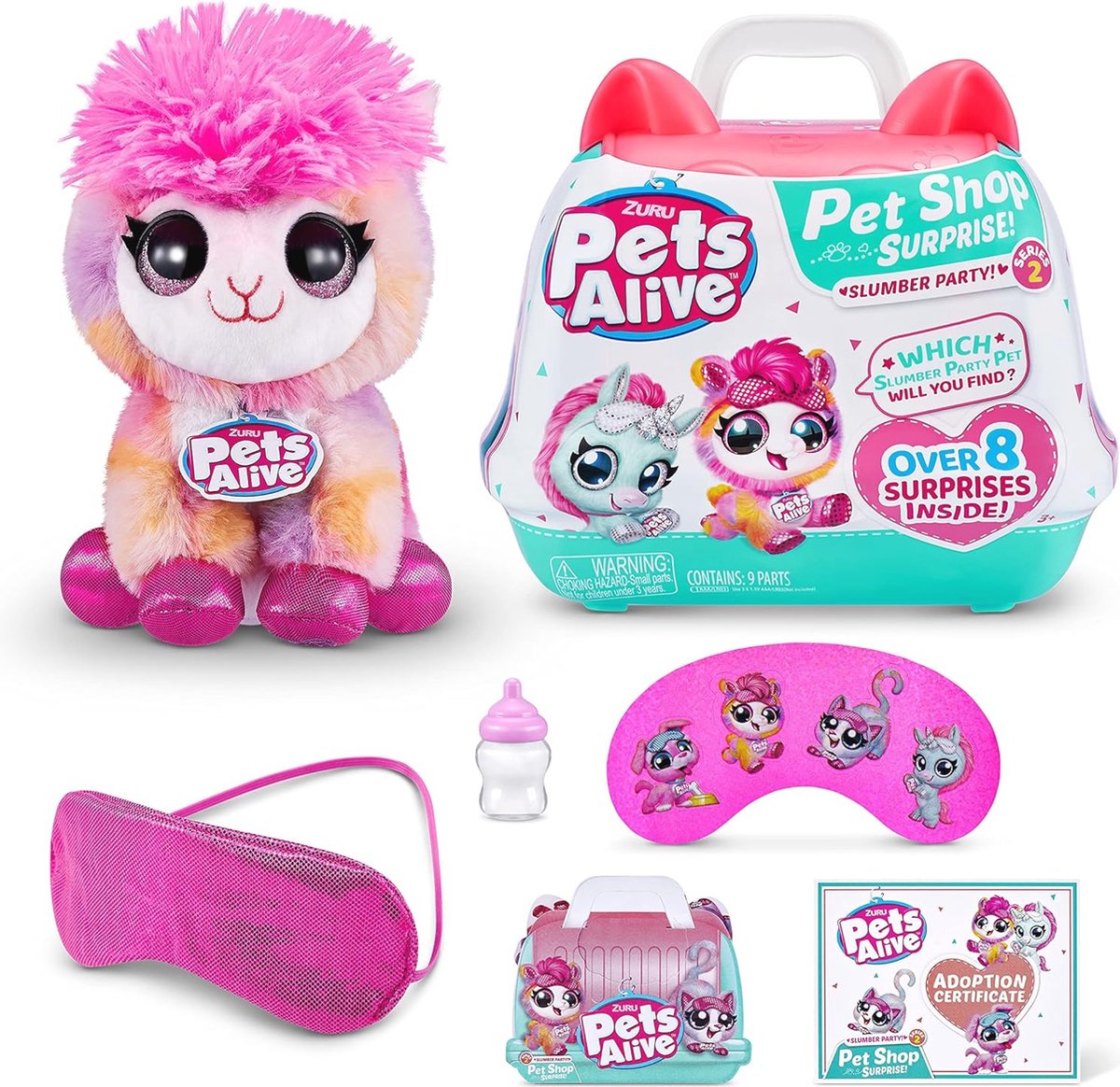 Interactief Pluche Huisdier Met Spraakfunctie - Slumber Party Thema, Meer dan 8 Verrassingen, 17 cm