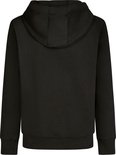 Achterkant van een zwarte heren hoodie met capuchon.