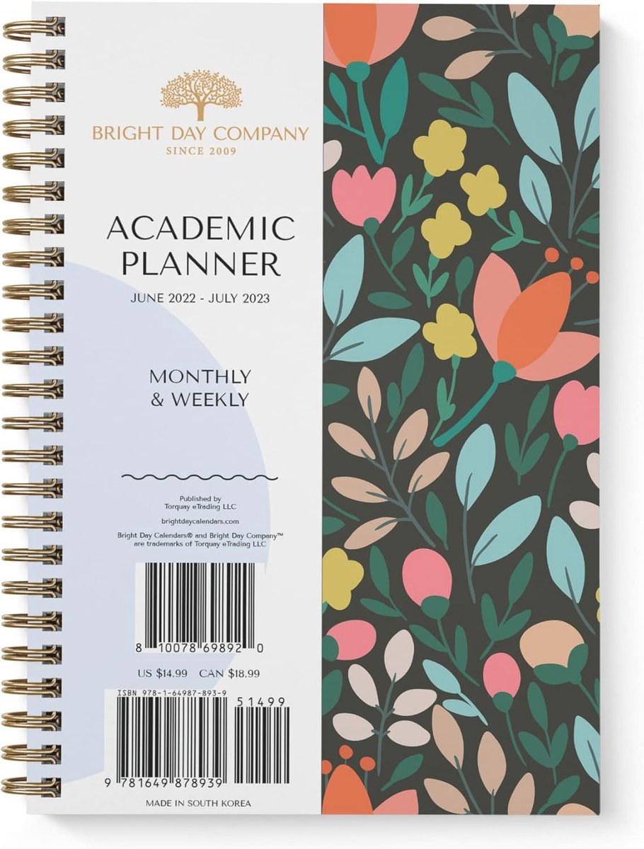 Academische planner 2022-2023 - Grote kalender organisator met spiraalbinding en flexibele cover