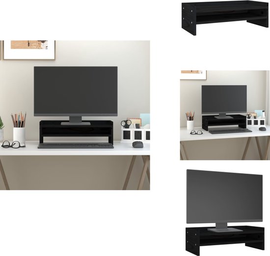 Monitorstandaard verstelbaar 60x24x10,5 cm bewerkt hout zwart kopen