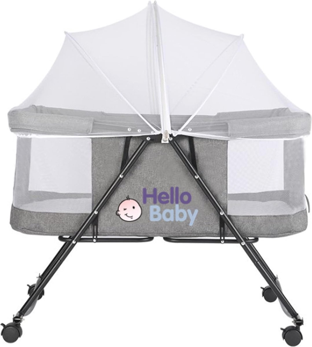 Image of 3-in-1 Reisbedje en Box voor Pasgeborenen - Instelbaar en Draagbaar met Hoogwaardige Accessoires