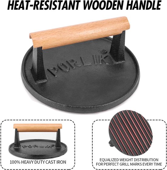 NERTHUS Edelstahl-Grillpresse 14 Cm – Ideal Für Smash Burgers, Fleisch & Mehr
