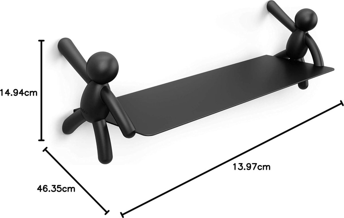 Wandplank Montage metaal zwart - set van 2