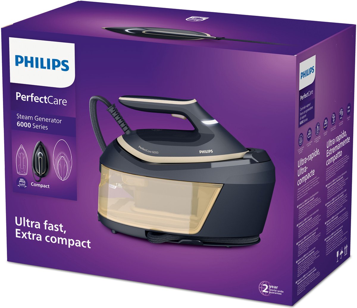 Philips Perfect Care 6000 Series PSG6066/20 - Stoomgenerator - 1.8L Watertank - Goud / Blauw — afbeelding 5