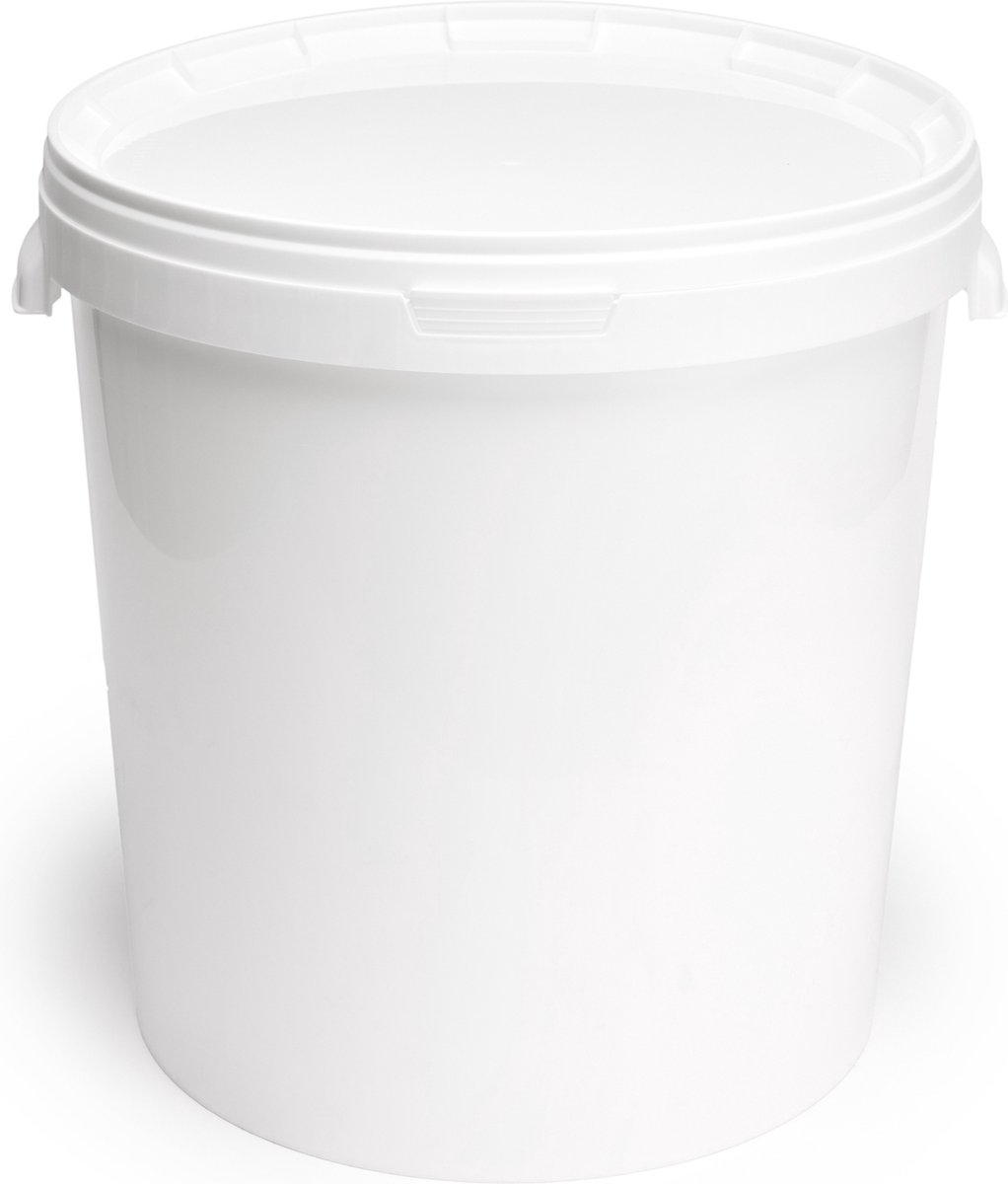 Goedkoopste 50x stuks - 30 L - Garronda Emmer Met Deksel - Verpakkingsemmer - Emmertje - Rond - Wit GD-PL-BIS-Whit