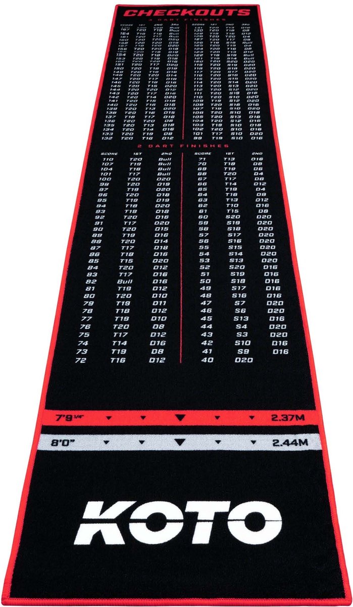 KOTO Carpet Checkout Dartmat Red 285 x 60cm