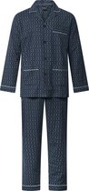 Gentlemen - pyjama classique pour hommes 9450 avec bouton complet - flanelle - bleu foncé - taille 56