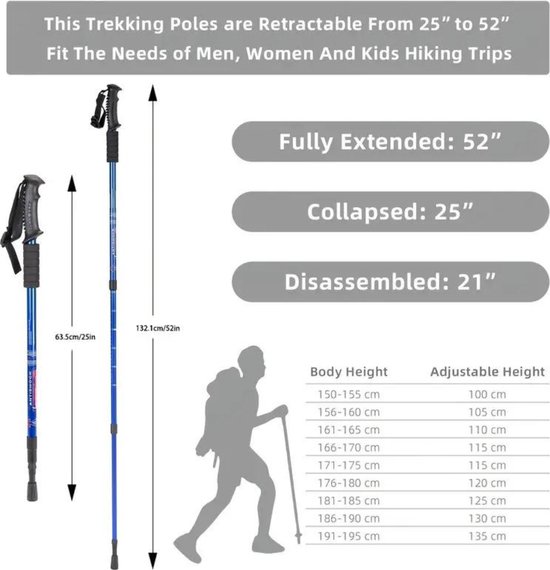 flintronic Inklapbare wandelstokken, 115-135 cm, telescopisch flintronic Inklapbare wandelstokken, 115-135 cm, telescopisch