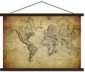 Schoolplaat - Wereldkaart - Vintage - Antiek - Textielposter - Schoolposter - Wanddecoratie - Woonkamer - 120x80 cm - Schoolplaat vintage - Muurdecoratie