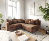 Bol.com Hoekbank Clovis bruin antieke look met armleuning ottomane links hoekbank modulair aanbieding
