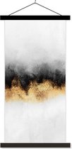 Posterhanger incl. Poster 60x120 cm - Schoolplaat - Goud - Chic - Abstract - Zwart - Wit - Luxe - Textielposter - Zwarte latten