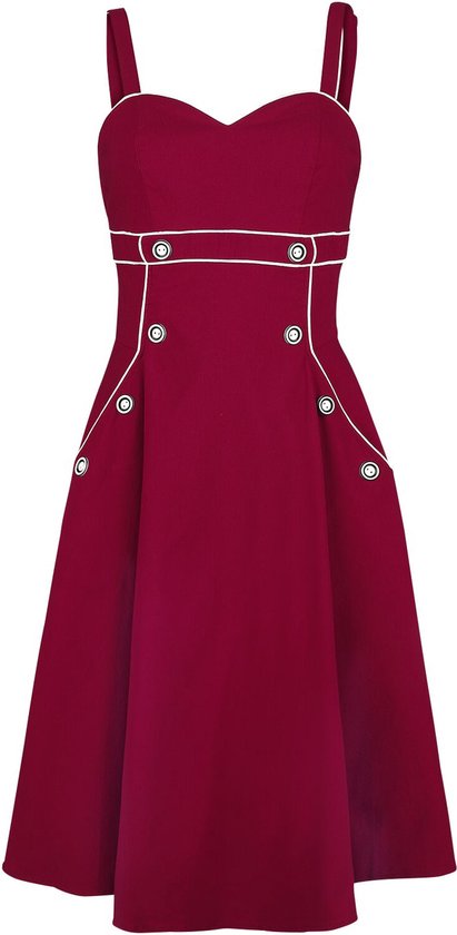 Voodoo Vixen Claudia Red Seaside Dames Midi-jurk - rood - M
