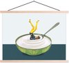 Posterhanger incl. Poster - Schoolplaat - Yoghurt - Yoga - Retro - 150x113 cm - Blanke latten