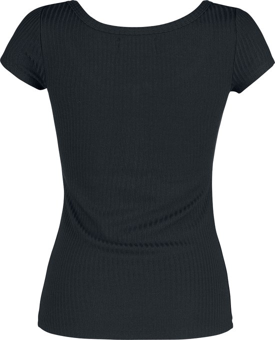 T-shirt Zwart Premium by EMP avec zip au cou Femme - M