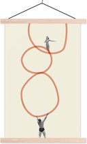Posterhanger incl. Poster 60x90 cm - Schoolplaat - Liefde - Vintage - Koppel - Design - Textielposter - Blanke latten