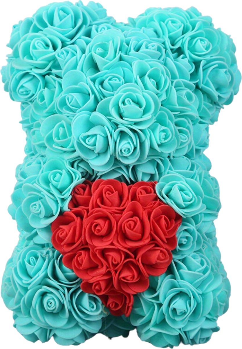Bovista Rozen Teddy Beertje - Valentijn Cadeautje Voor Haar & Hem - Rose Bear - Rozen Beer - Vrouw - Turqoise