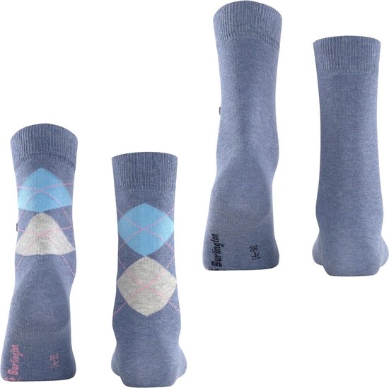 Burlington Everyday 2-Pack gedessineerd katoen multipack sokken dames blauw - maat 36-41